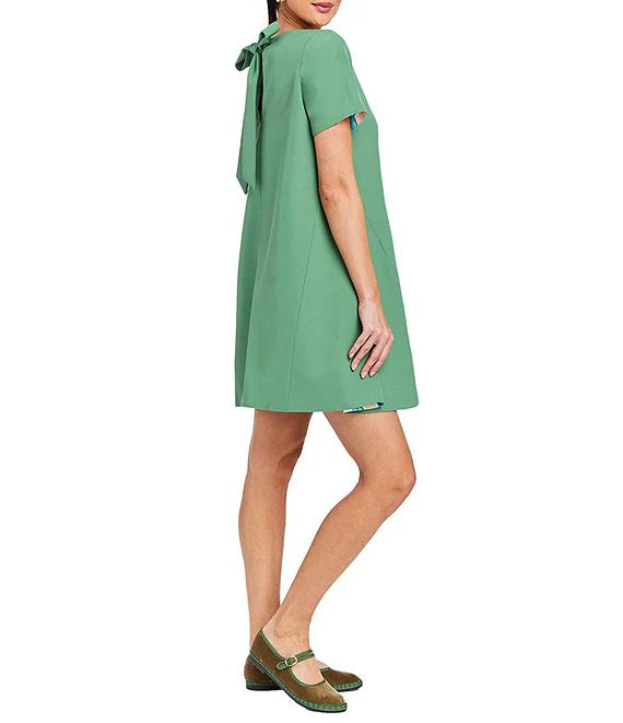 Convertible Floral Print Round Neck Short Sleeve A-Line Dress