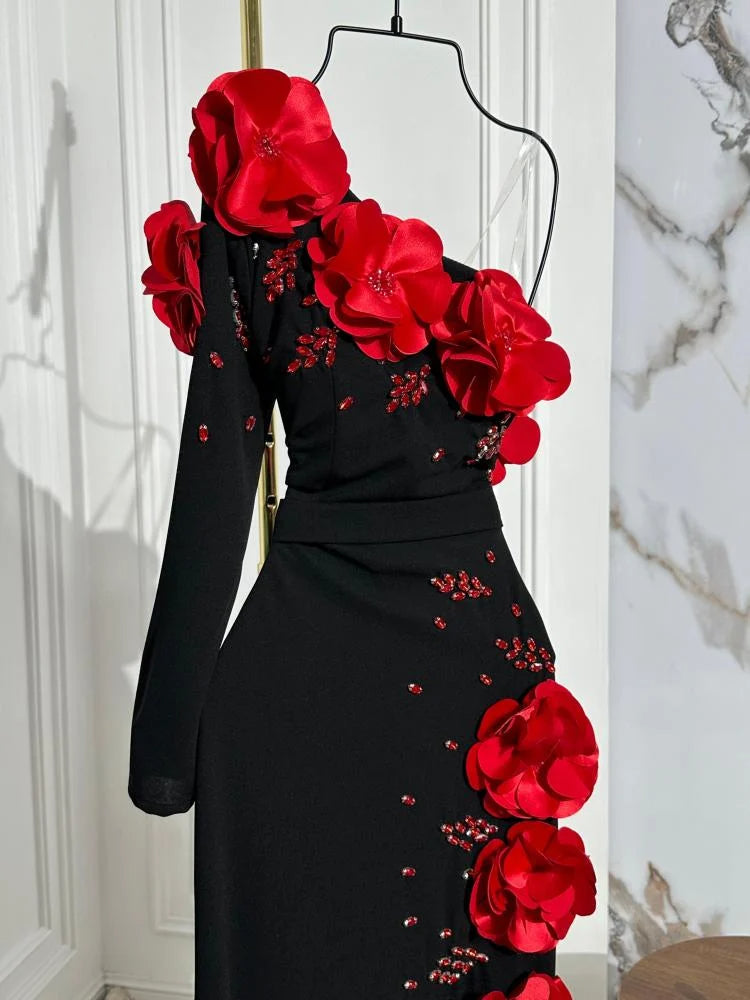 F020701Elegant 3D Floral Dress