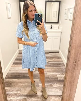 Women's short sleeve denim dress