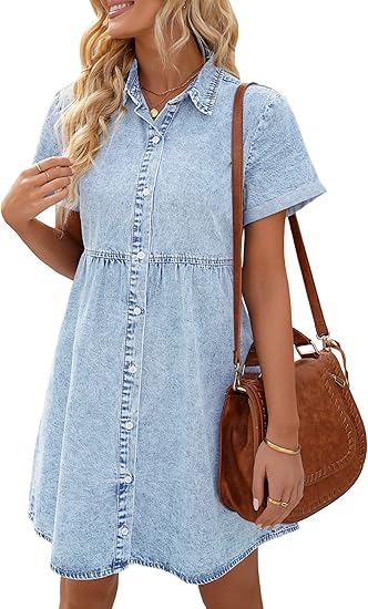 Women's short sleeve denim dress