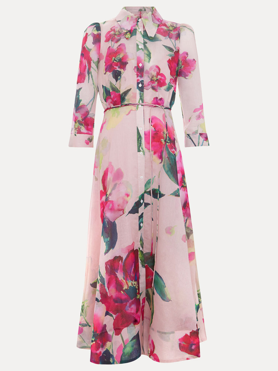 Elegant Cropped Sleeves Printed Dress