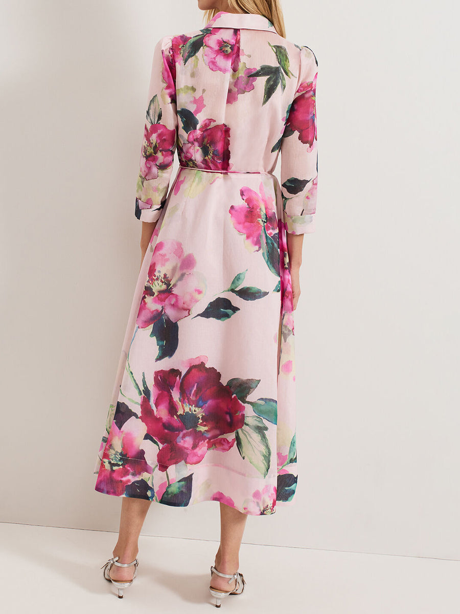 Elegant Cropped Sleeves Printed Dress