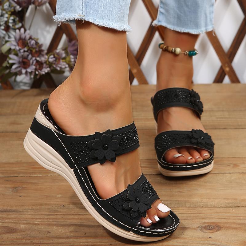 Q155 Summer New Retro Casual Women's Wedge Sandals