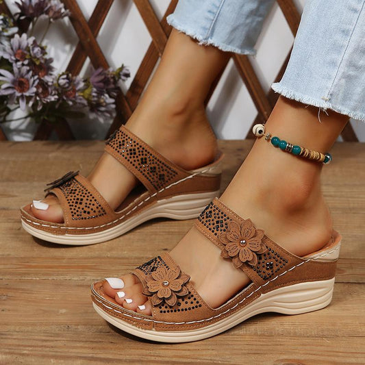 Q155 Summer New Retro Casual Women's Wedge Sandals