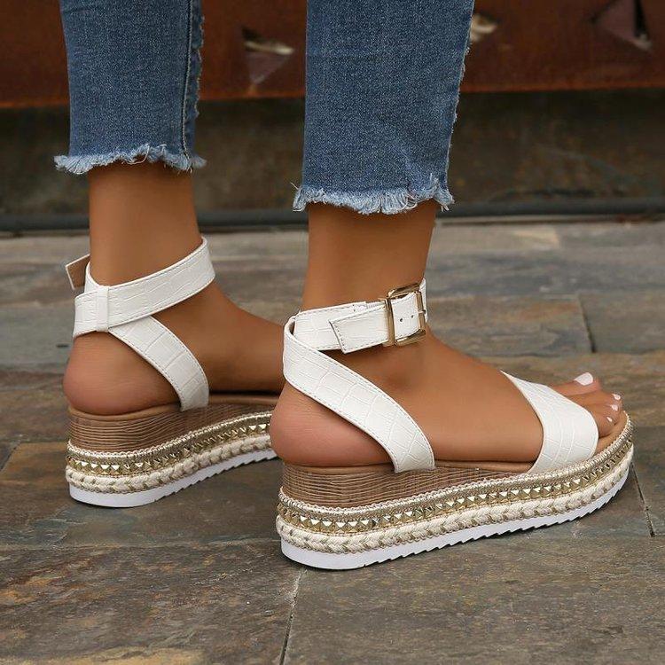 B156 Summer New Retro Casual Women's Wedge Sandals