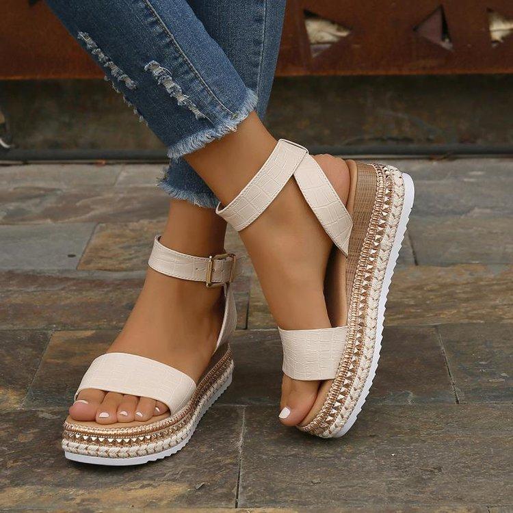 B156 Summer New Retro Casual Women's Wedge Sandals