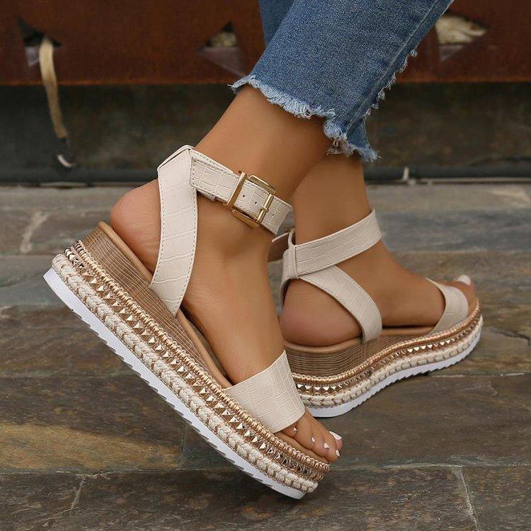 B156 Summer New Retro Casual Women's Wedge Sandals