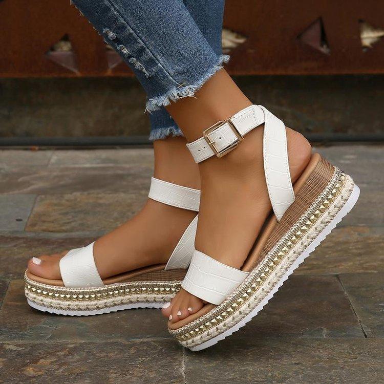 B156 Summer New Retro Casual Women's Wedge Sandals