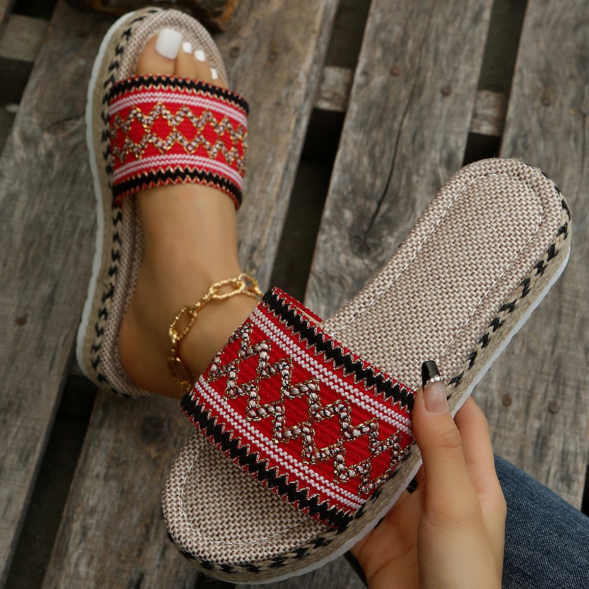 New Woven Hemp Rope Platform Slippers