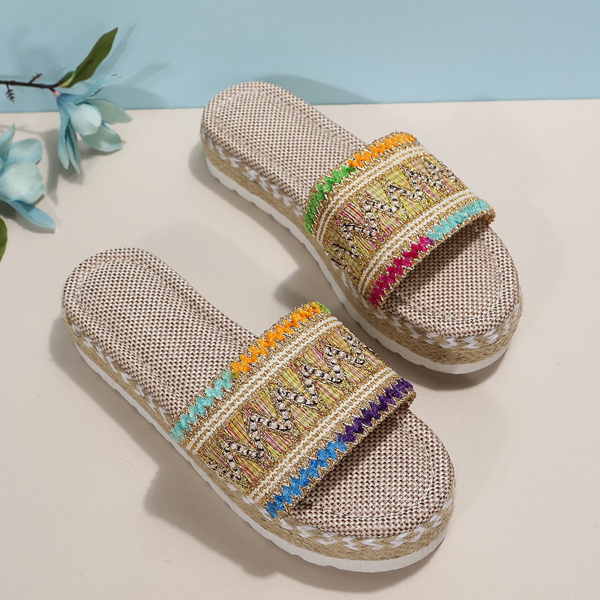 New Woven Hemp Rope Platform Slippers